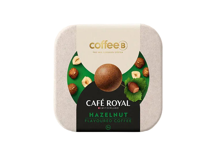 Café Royal Hazelnut Flavoured Coffee packaging on a white background