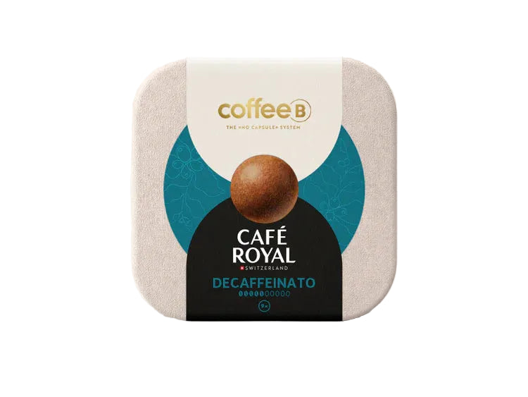 Café Royal decaffeinated coffee packaging on a white background