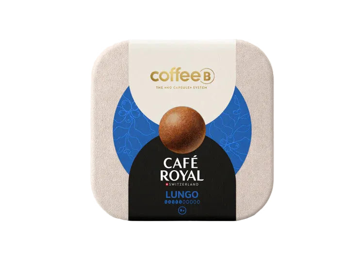 Café Royal Lungo coffee packaging with 'coffee b' branding on a white background